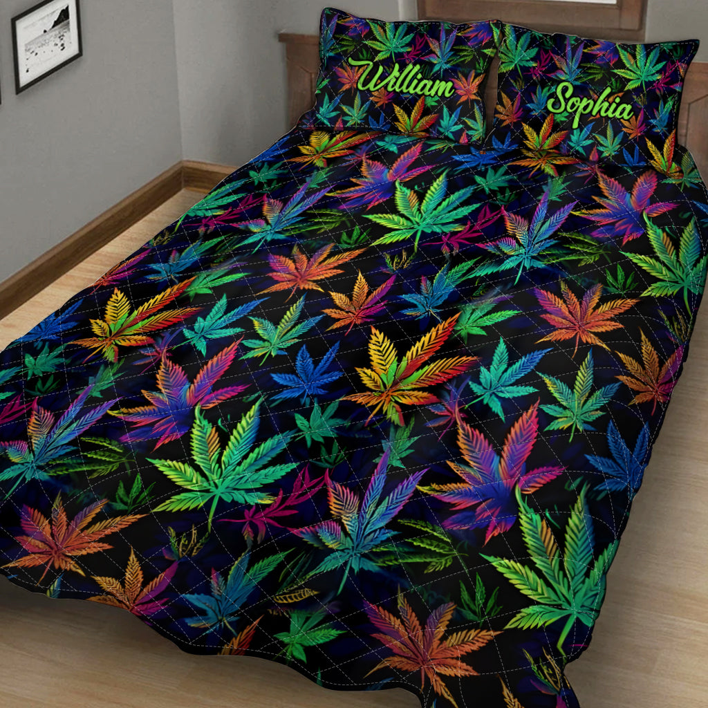 Irgendwo ist es 420 – Buntes Marihuana – Personalisiertes Weed-Quilt-Set