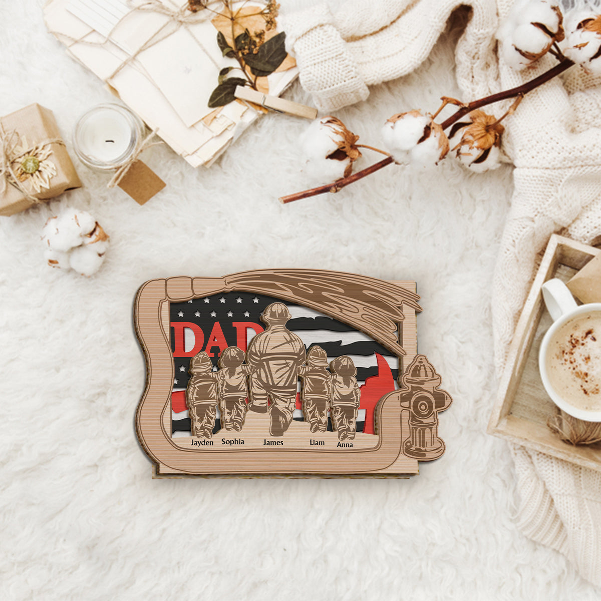 Daddy's Team - Personalized Father 2 Layered Wood Sign / Wood Plaque