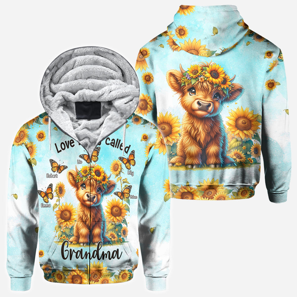 Love Being Called Grandma Highland Cow Sunflower - Personalized All Over Shirt
