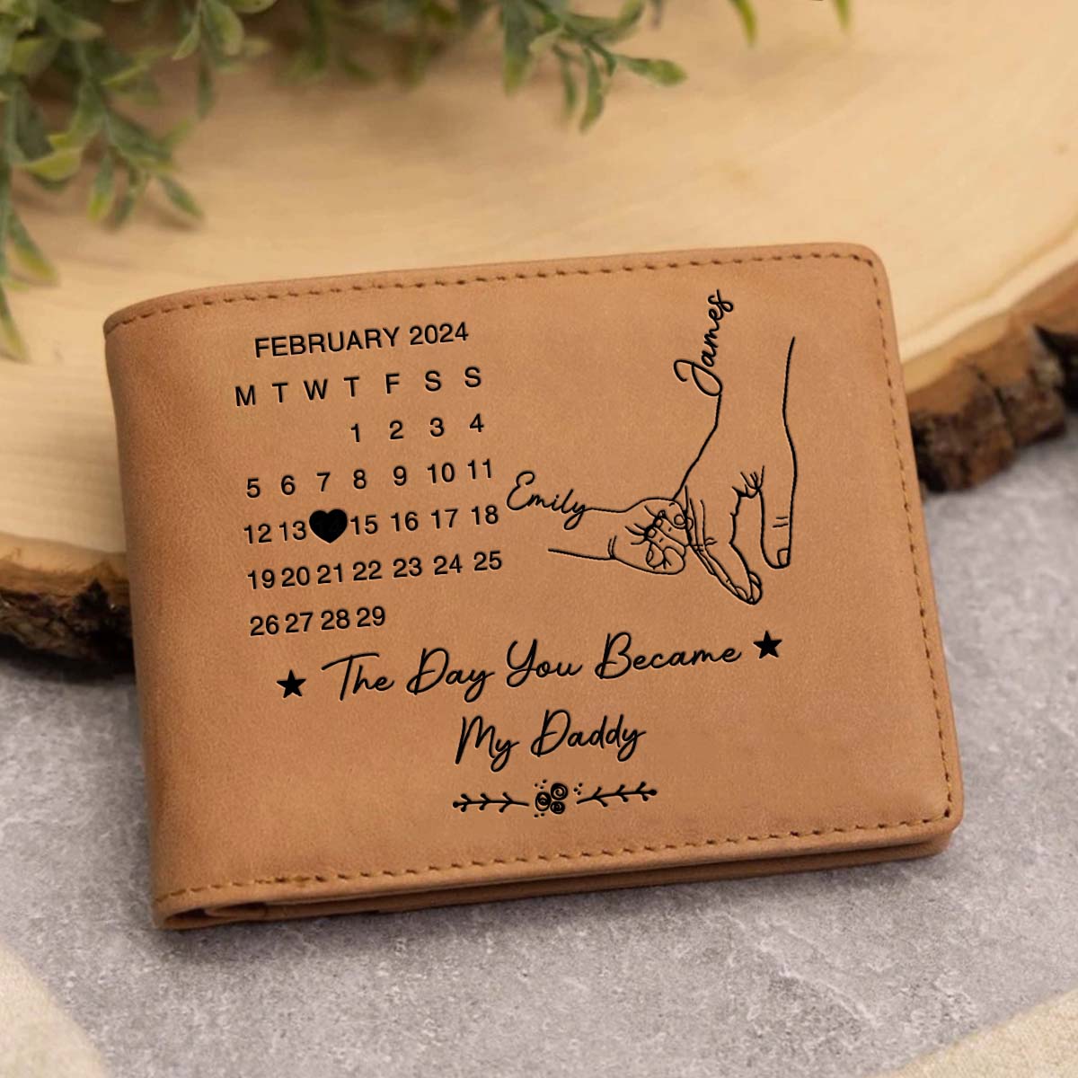 The Day You Became My Daddy - Personalized Father Leather Wallet