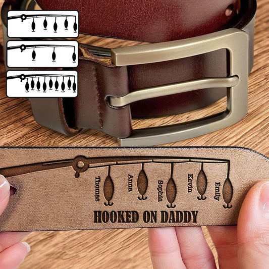 Hooked On Dad - Personalized Father Leather Belt