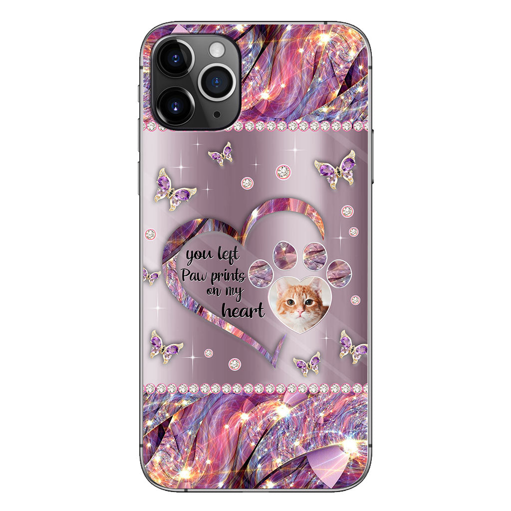 You Left Paw Prints In My Heart - Personalized Dog Phone Case
