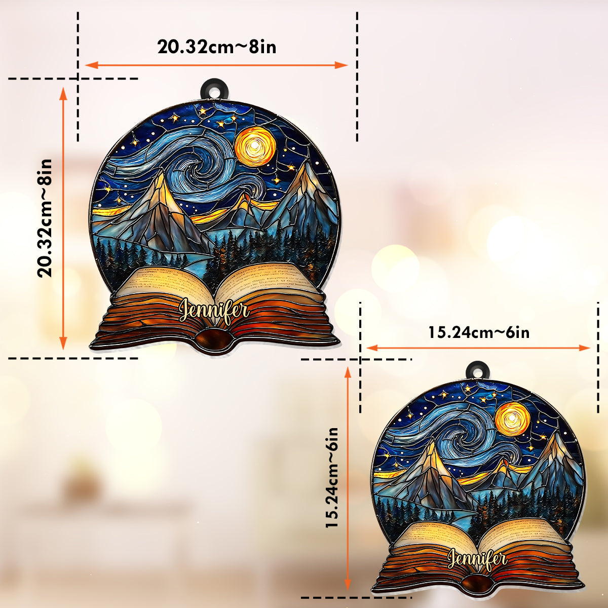 Night Court Reading - Personalized Book Window Hanging Suncatcher Ornament