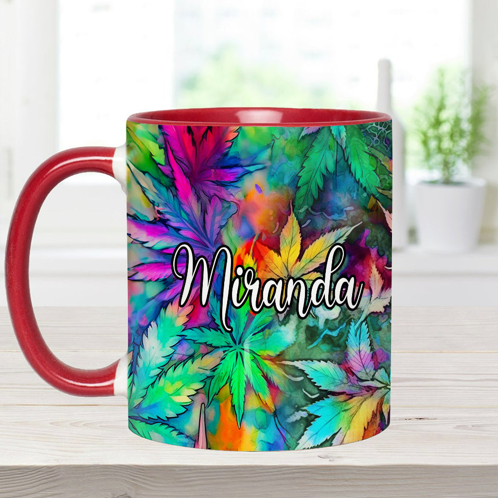 Psychedelic Marijuana Leaf - Personalized Weed Accent Mug