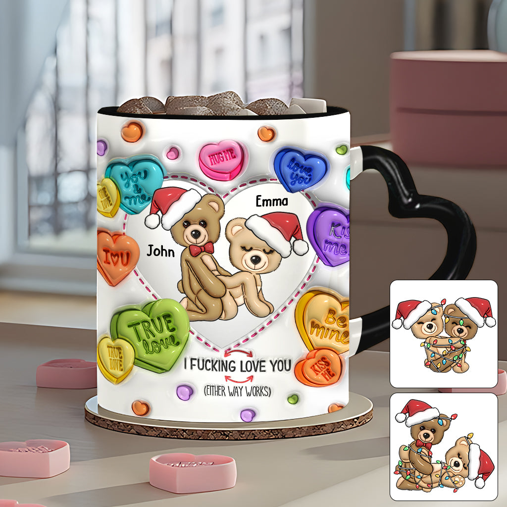 I Love You - Personalized Couple Heart Handle Mug
