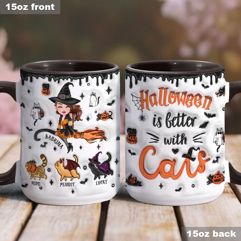 Halloween Is Better With A Cat - Personalized Cat Accent Mug