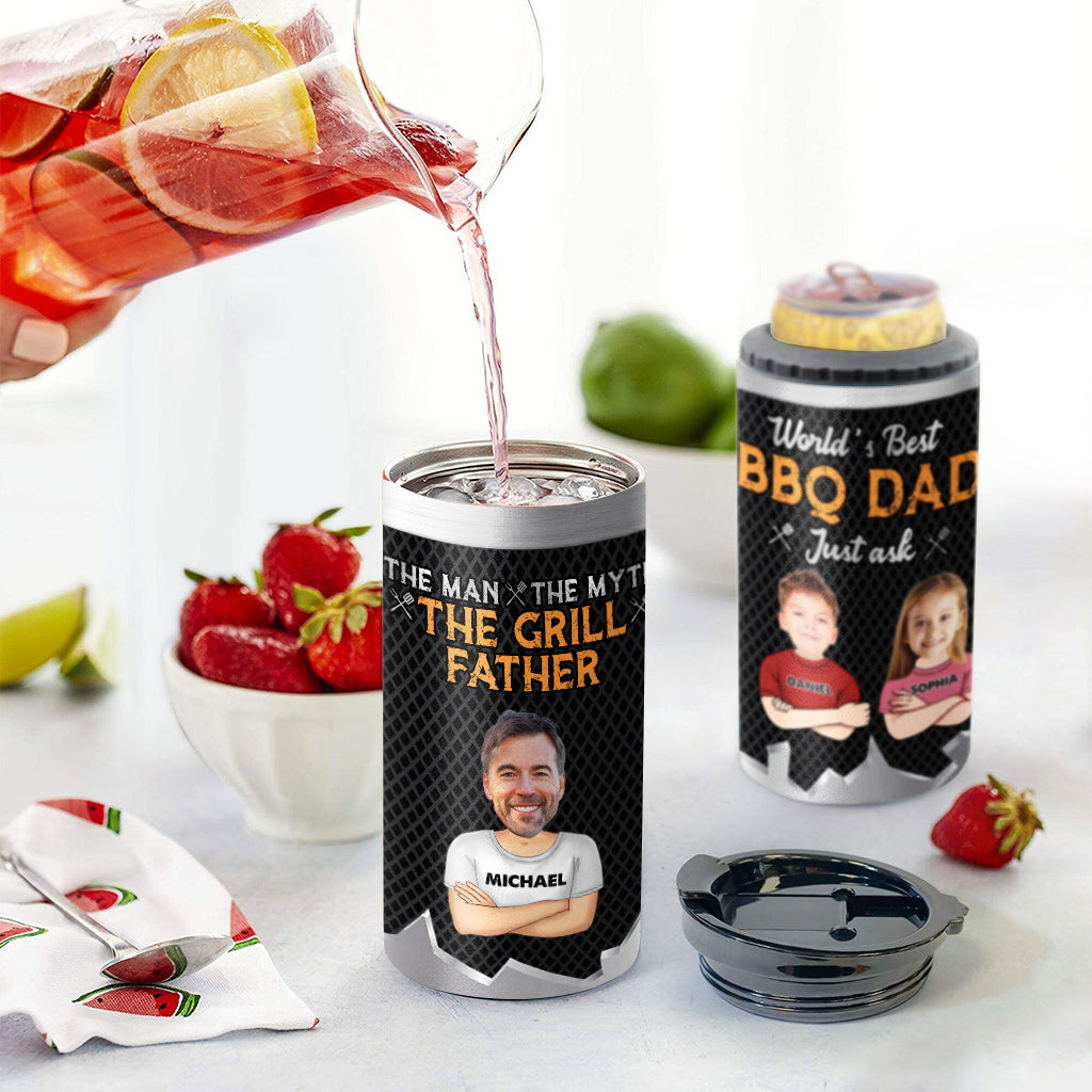 The Man The Myth The Grill Father - Personalized Father Can Cooler