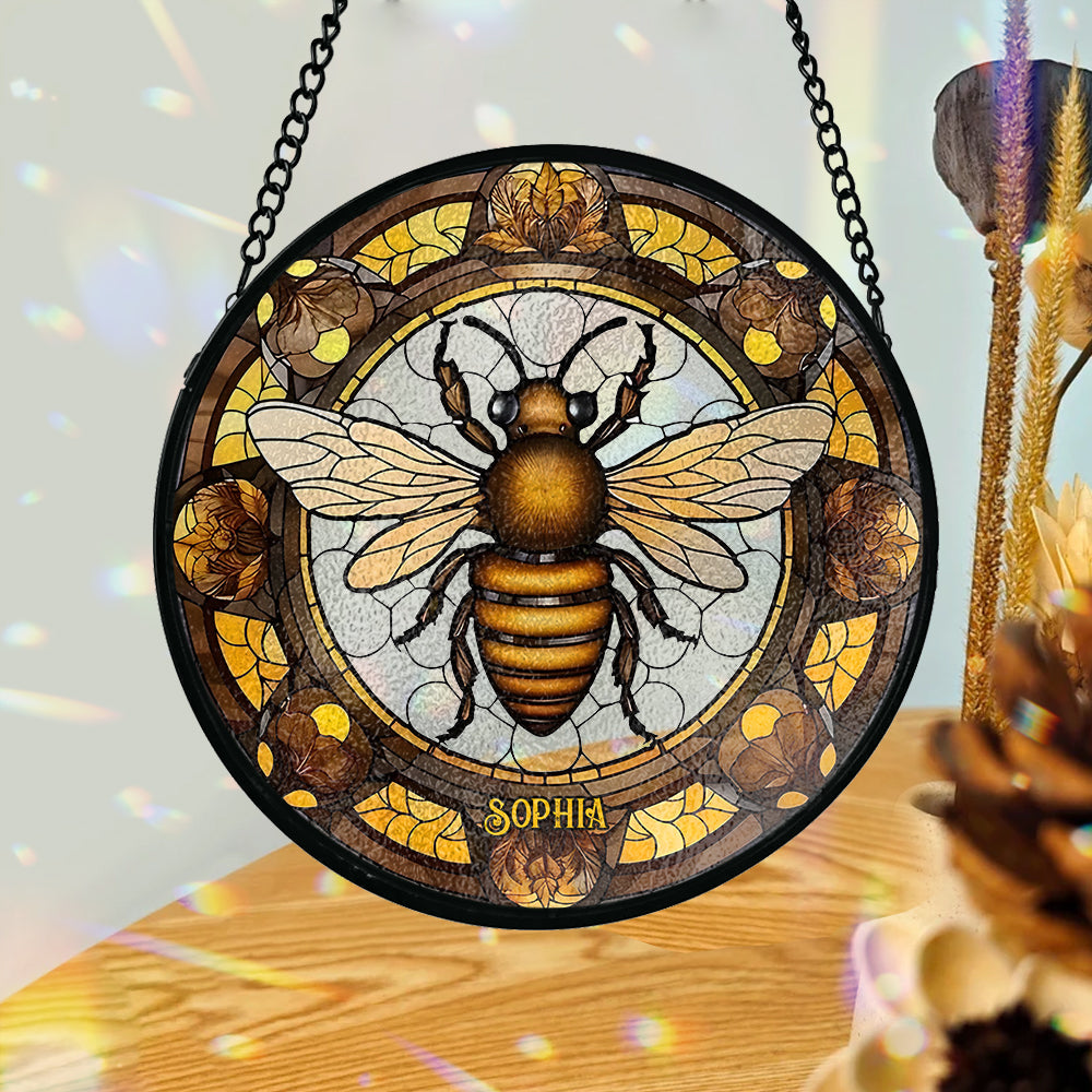 Beautiful Bee - Personalized Bee Stained Glass Suncatcher