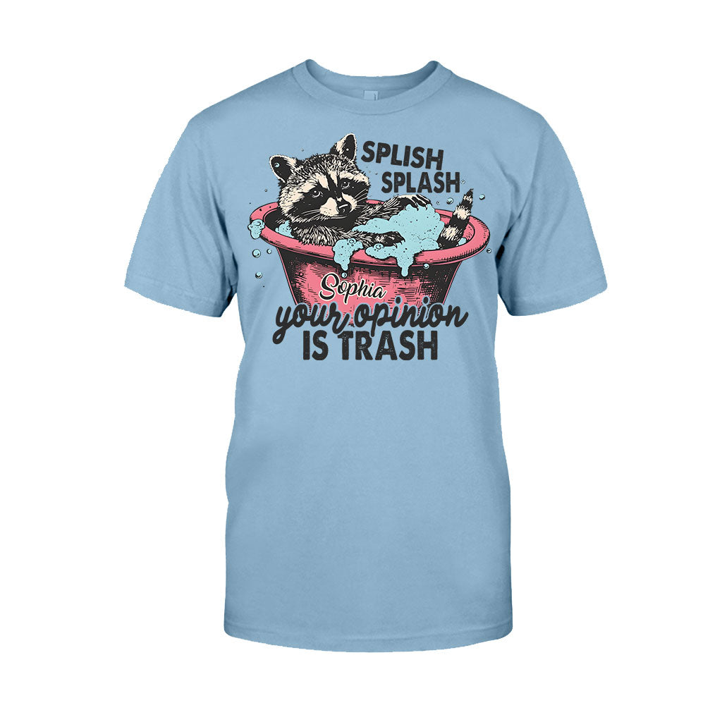 Splash Splash Deine Meinung ist Müll - Personalisiertes Waschbär-T-Shirt und Hoodie