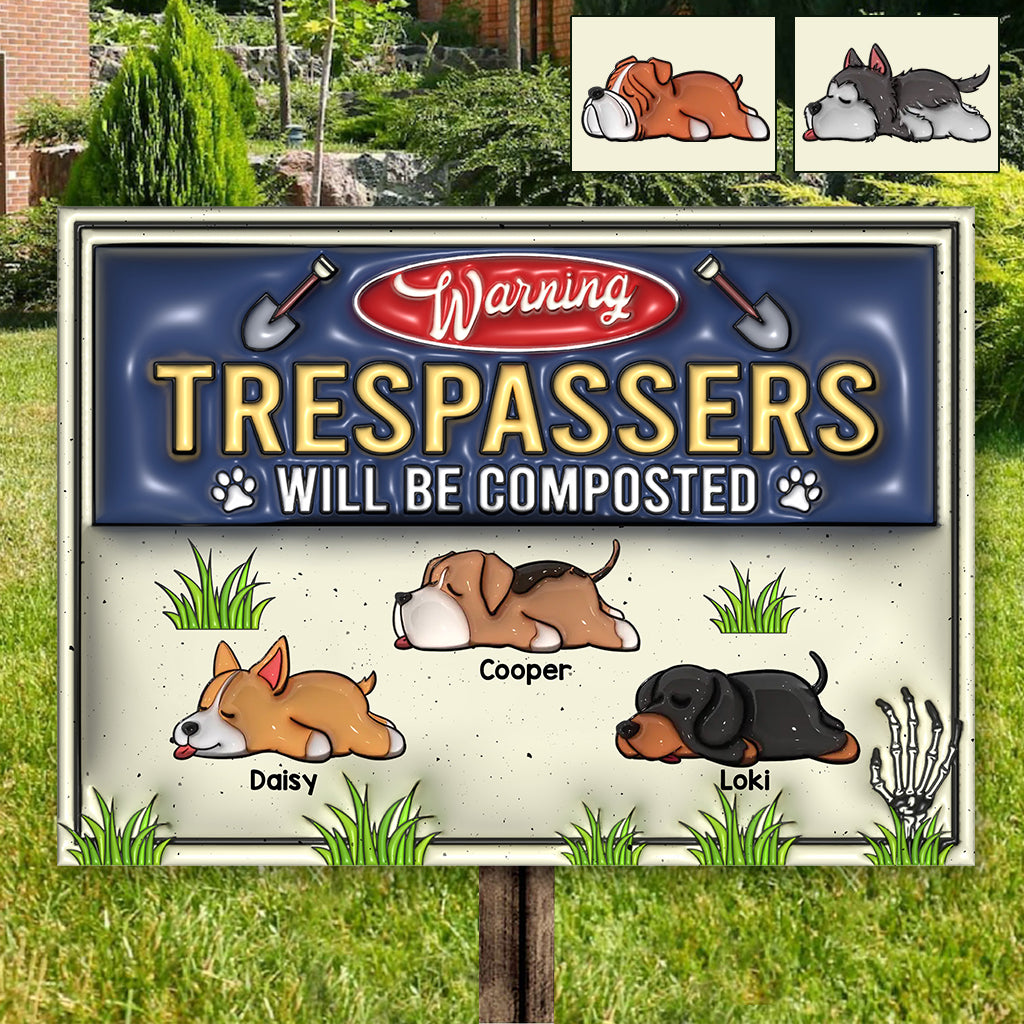 Trespassers Will Be Composted - Personalized Dog Rectangle Metal Sign