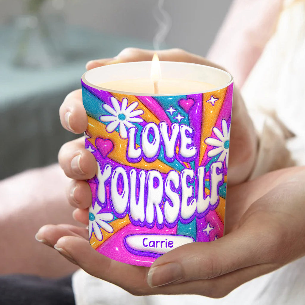 Love Yourself - Personalized Candle With Wooden Lid