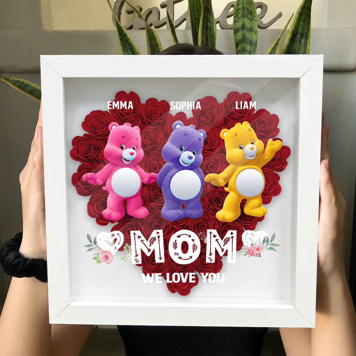 Mom We Love You - Personalized Mother Flower Shadow Box