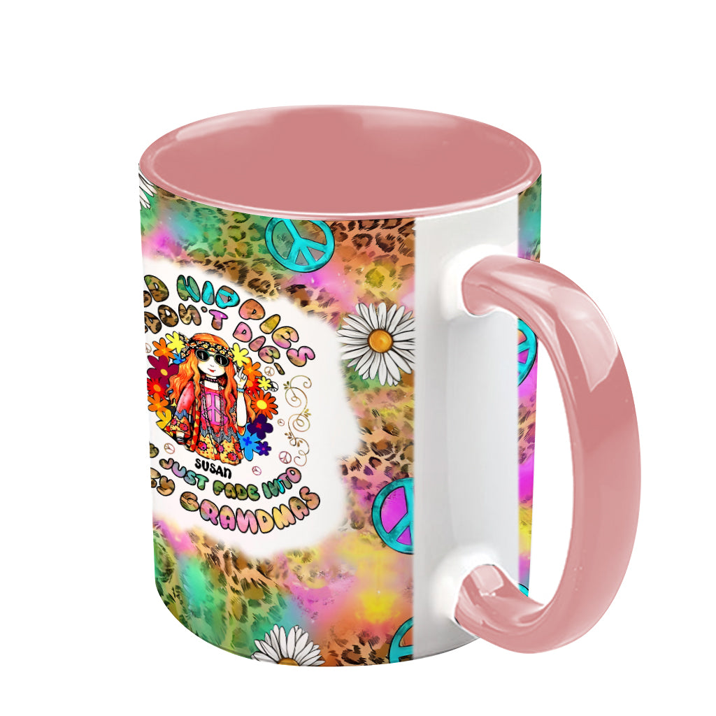 Womens Old Hippies Don't Die Fade Into Crazy Grandmas - Personalized Hippie Accent Mug