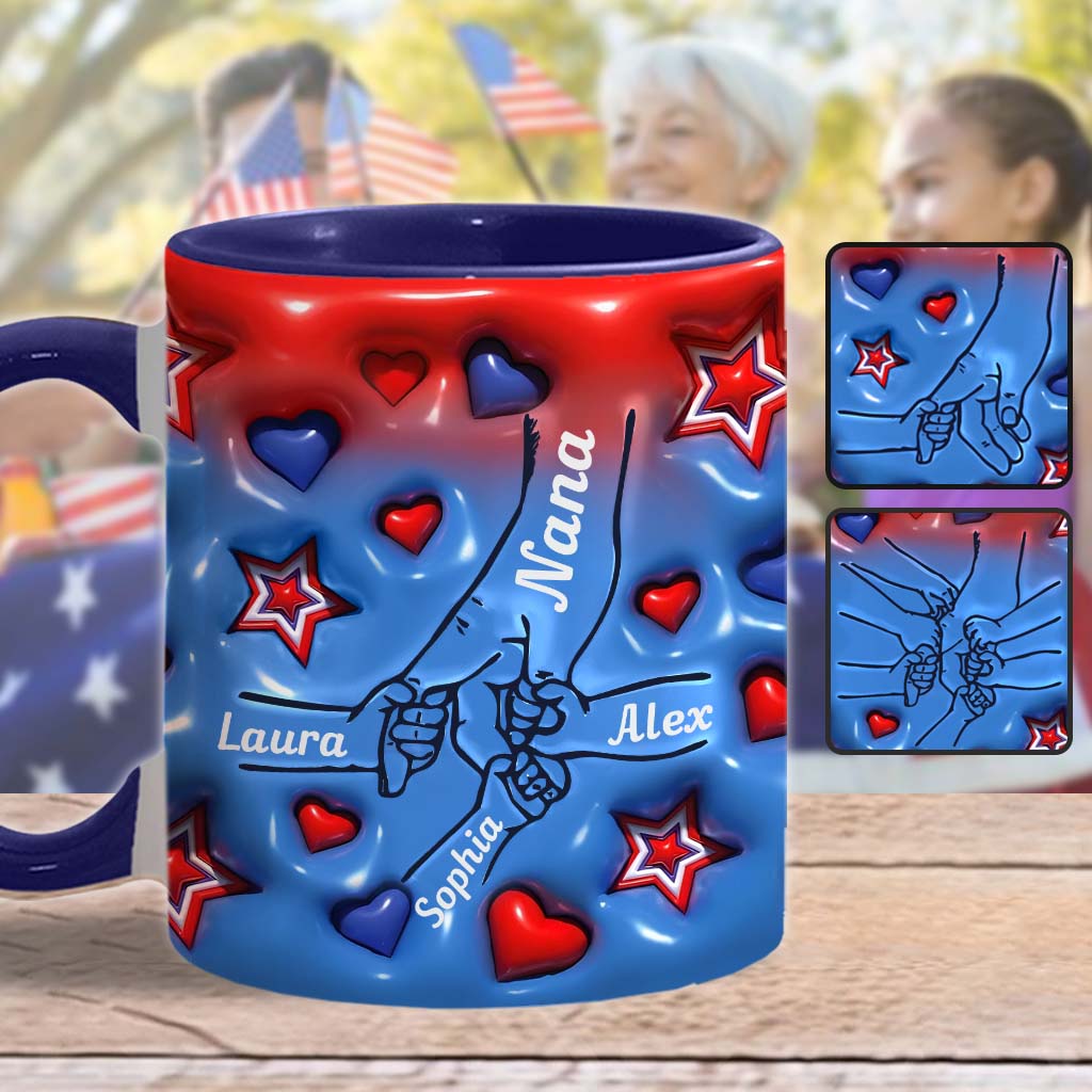 Nana & Grandkids Holding Hands - Personalized Grandma Accent Mug