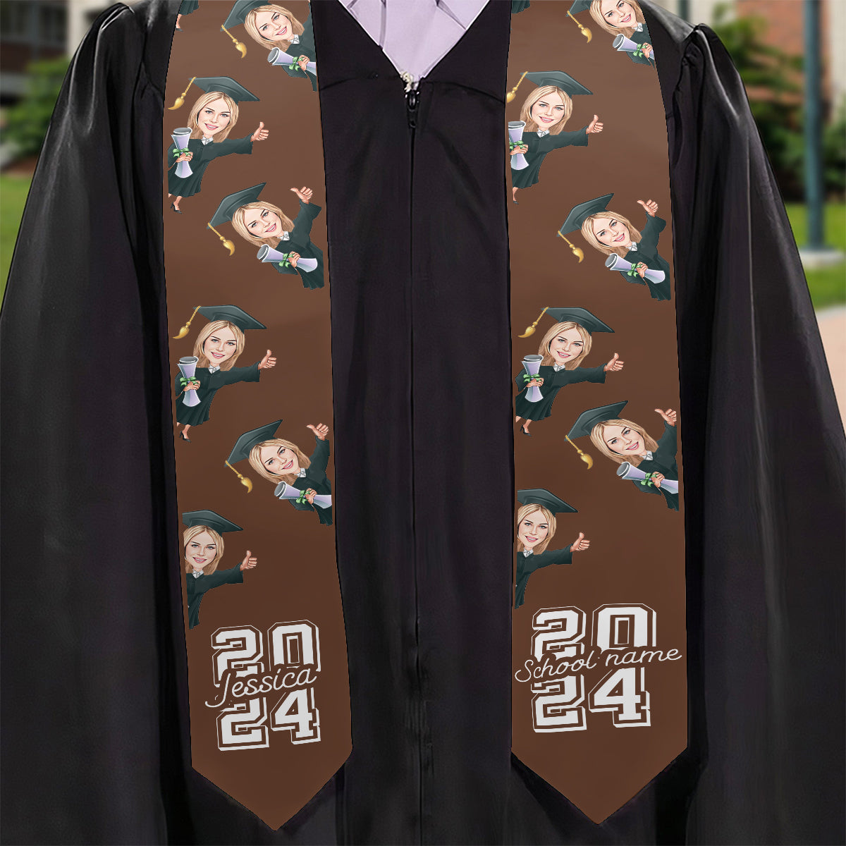 Caricature Funny Character - Personalized Graduation Graduation Stole