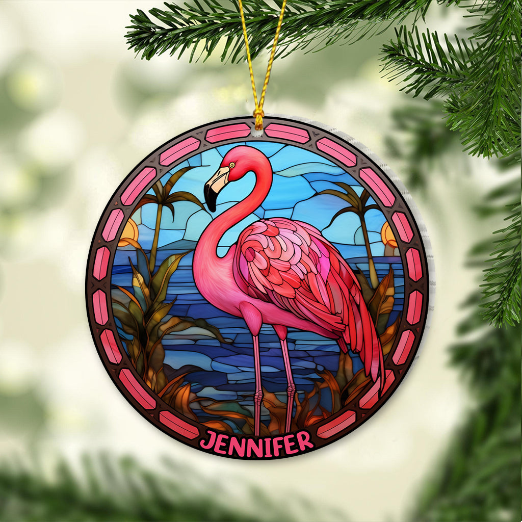 Flamants roses - Ornement transparent personnalisé Flamant rose