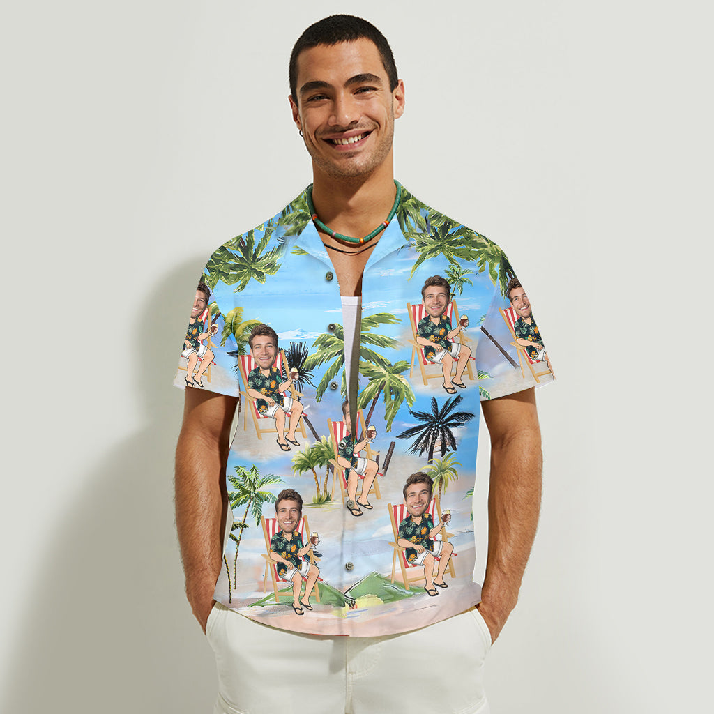Any Face Palm Tree - Personalized Sea Lover Hawaiian Shirt