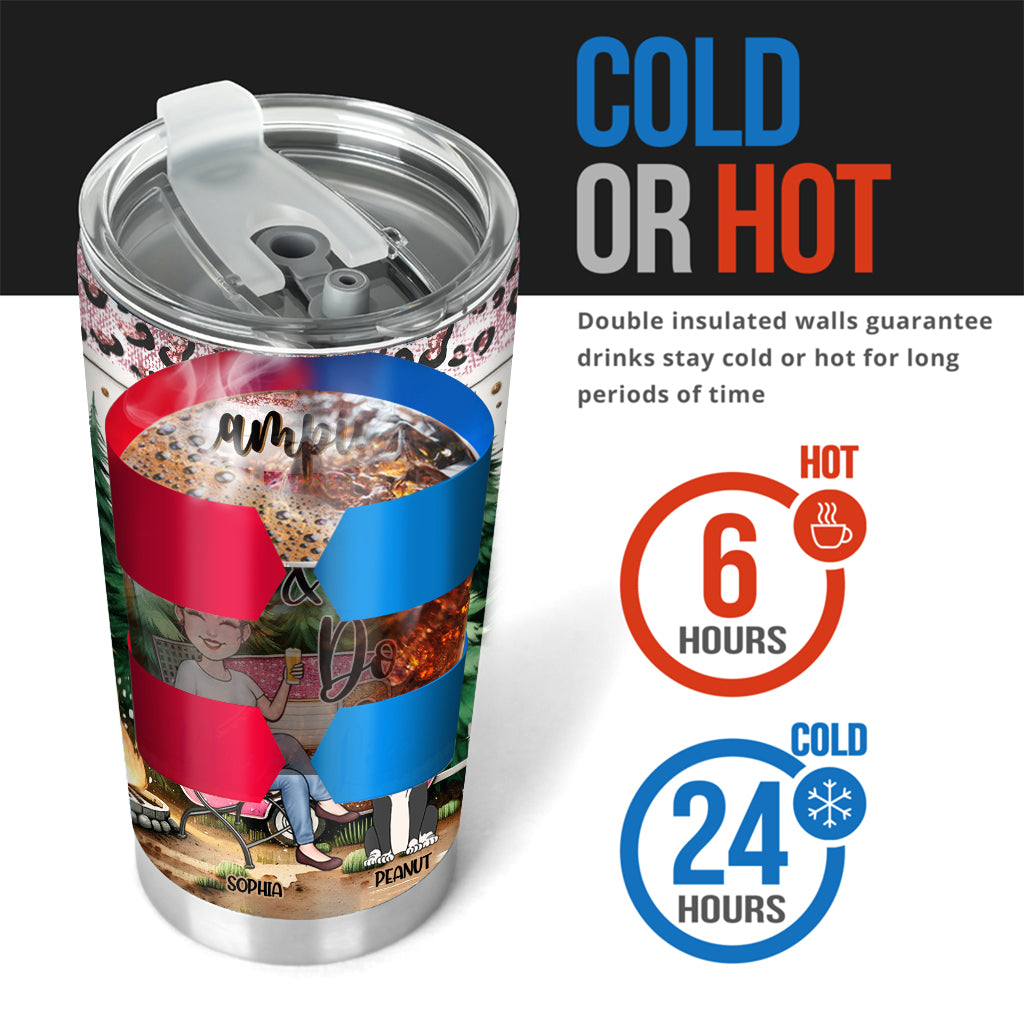 Glamping Queen & Her Dogs/ Cats... - Personalized Camping Tumbler