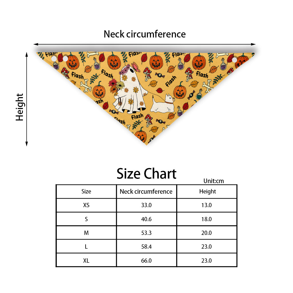 Cute Ghost Dog Pumpkin Ghost & Bat - Personalized Dog Pet Bandana