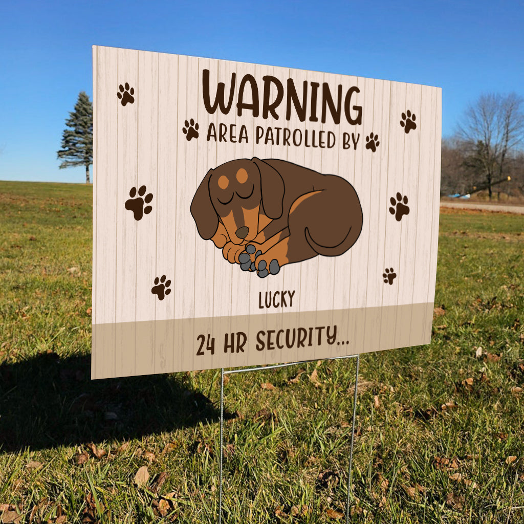 24 Hour Security - Personalized Dog Yard Sign