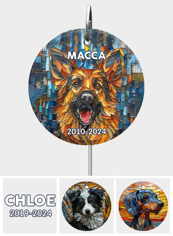 Dog on Ceramic Tiles - Personalized Dog Round Hanging Garden Slate
