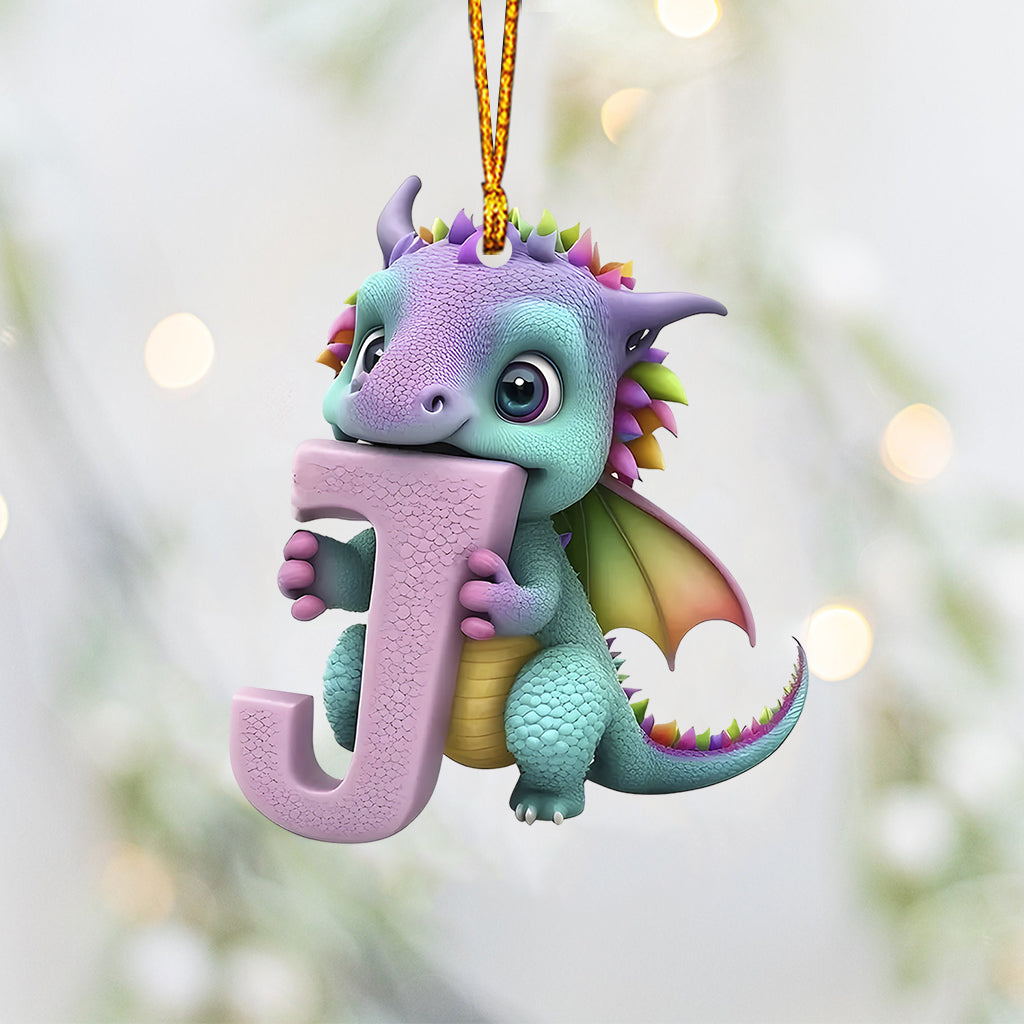 Cute Dragon Letter Ornament - Personalized Dragon Ornament