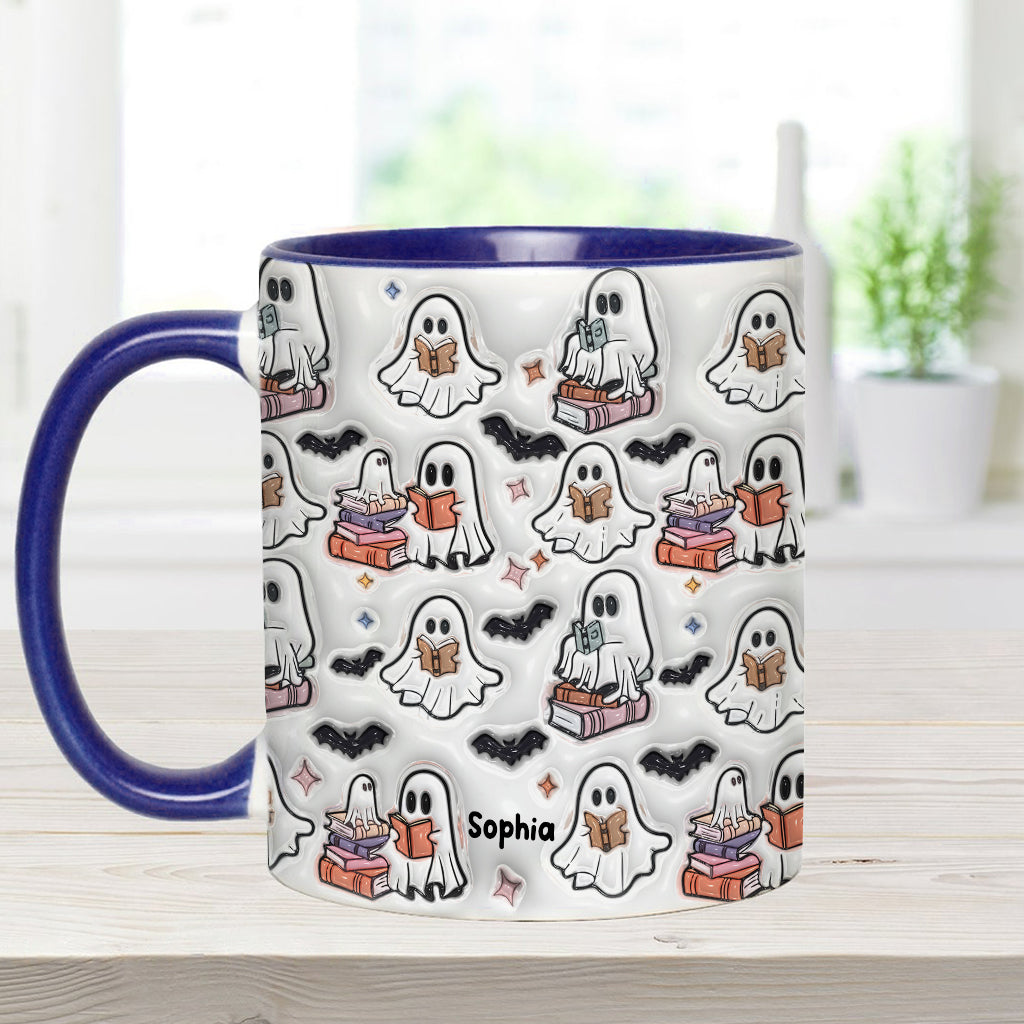 Cute Ghost Reading Booooks - Personalized Book Accent Mug