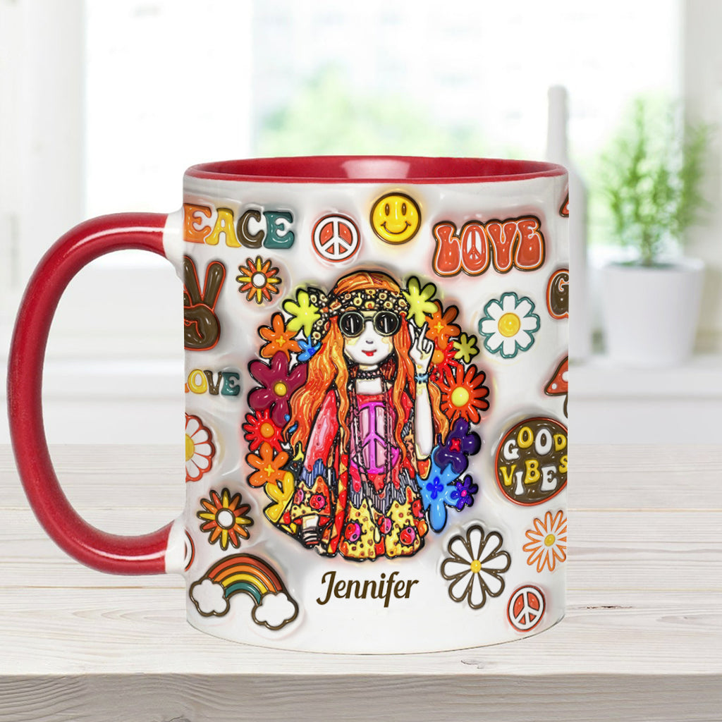 Womens Old Hippies Don't Die Fade Into Crazy Grandmas - Personalized Hippie Accent Mug