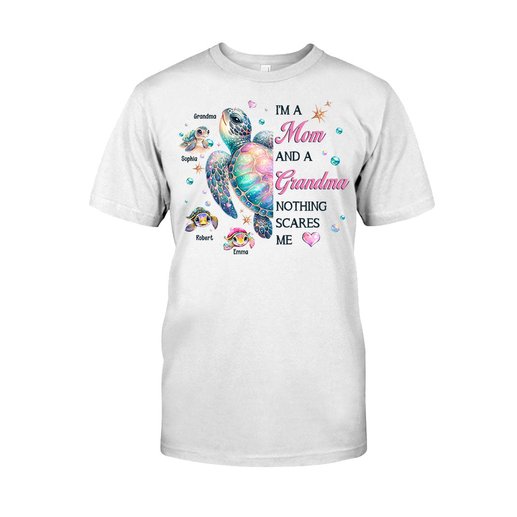 Nothing Scares Me Grandma Turtle - Personalized Grandma T-shirt And Hoodie