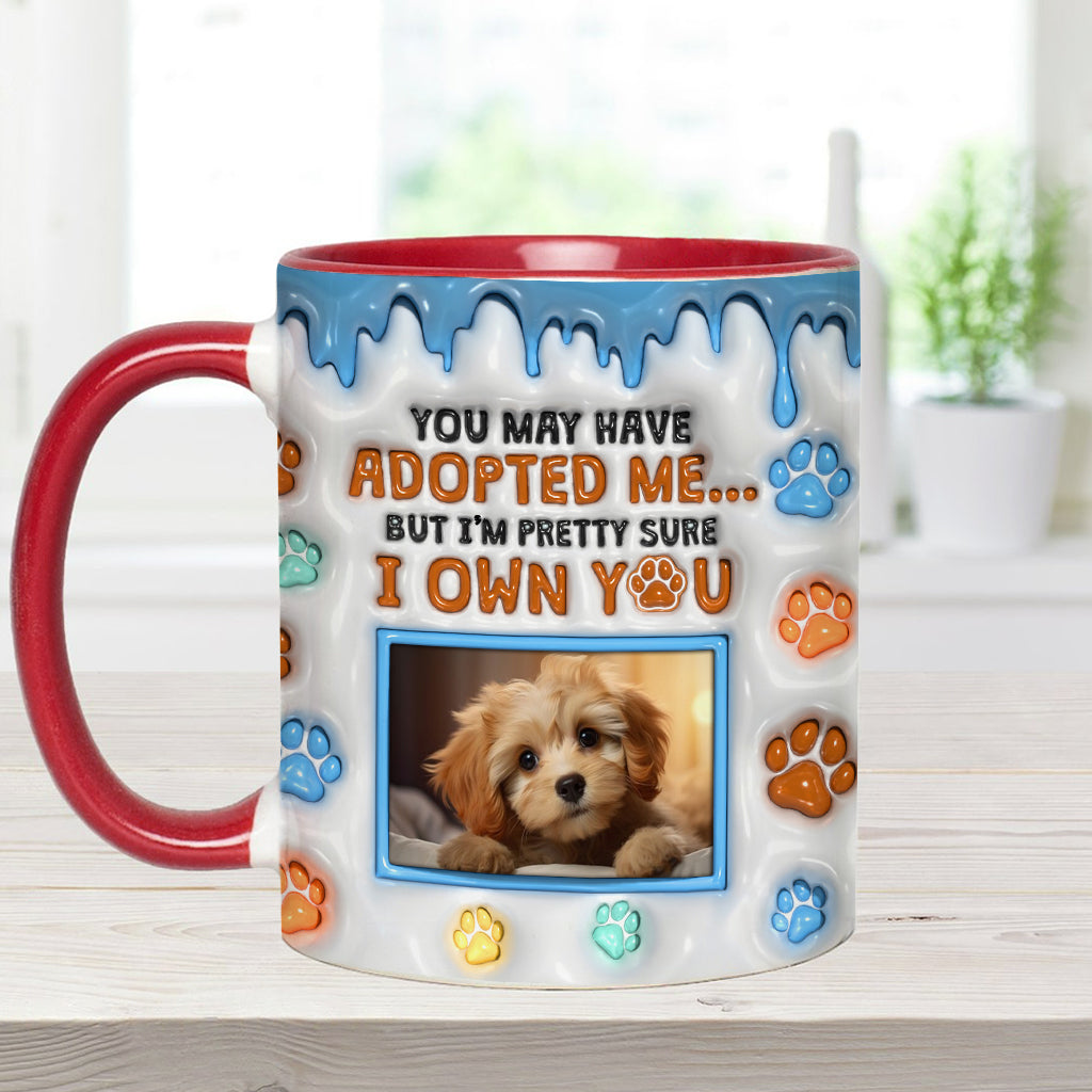 Tu m'as peut-être adopté, mais je suis presque sûr que tu m'appartiens - Mug personnalisé avec motif chien