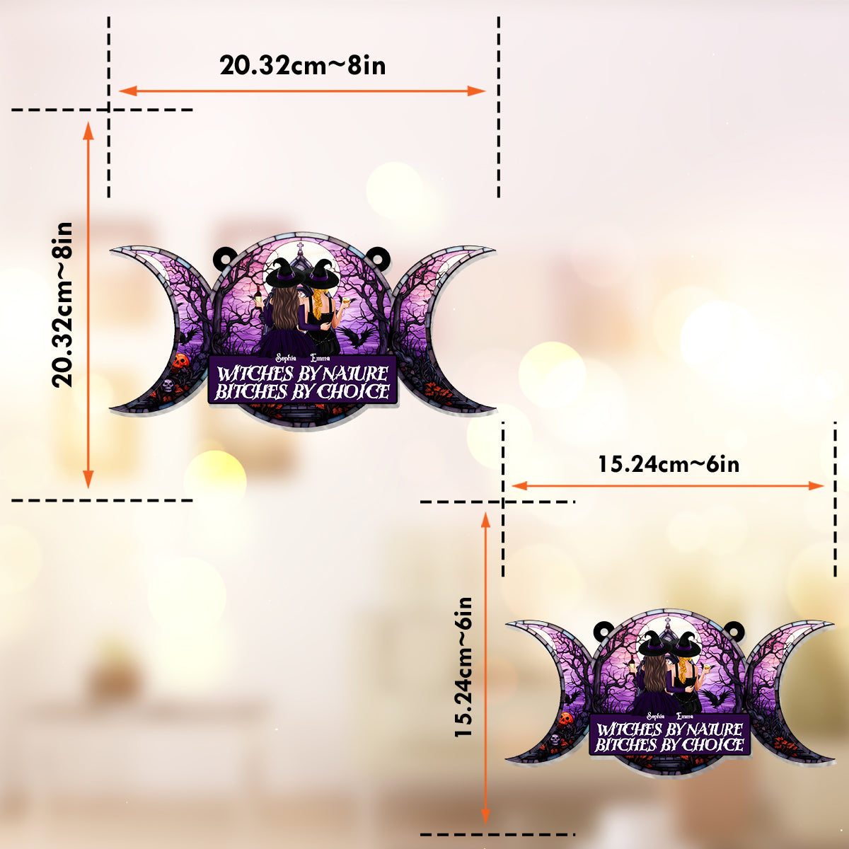 We Are Not Sugar & Spice - Personalized Witch Window Hanging Suncatcher Ornament