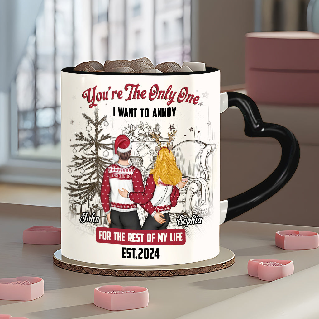 You Are The Only One I Want To Annoy - Personalized Couple Heart Handle Mug
