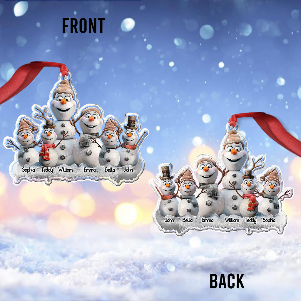 Snowman Family - Personalized Family Custom Shaped Ornament