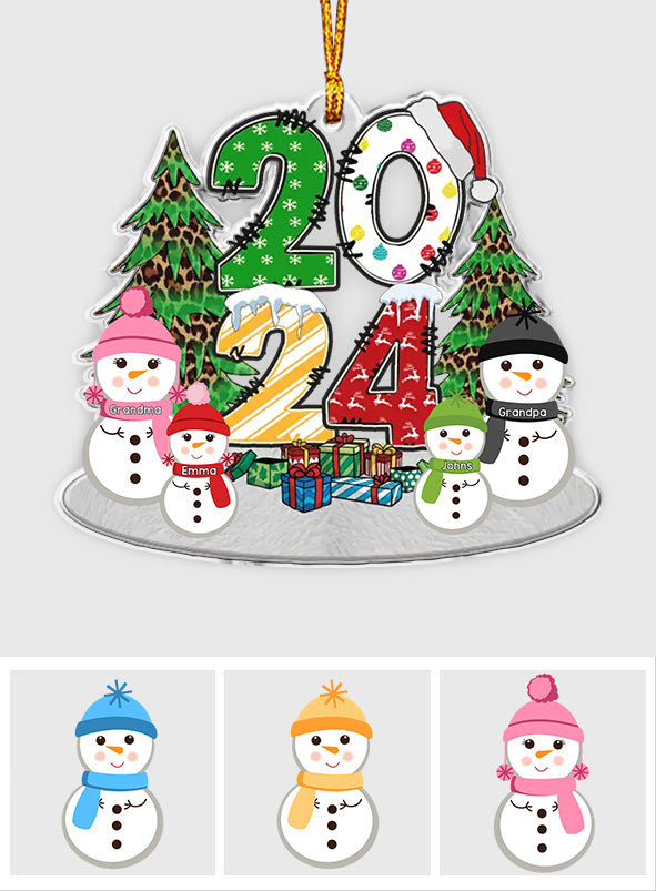 Adorable bonhomme de neige pour les petits-enfants - Ornement personnalisé pour grand-mère