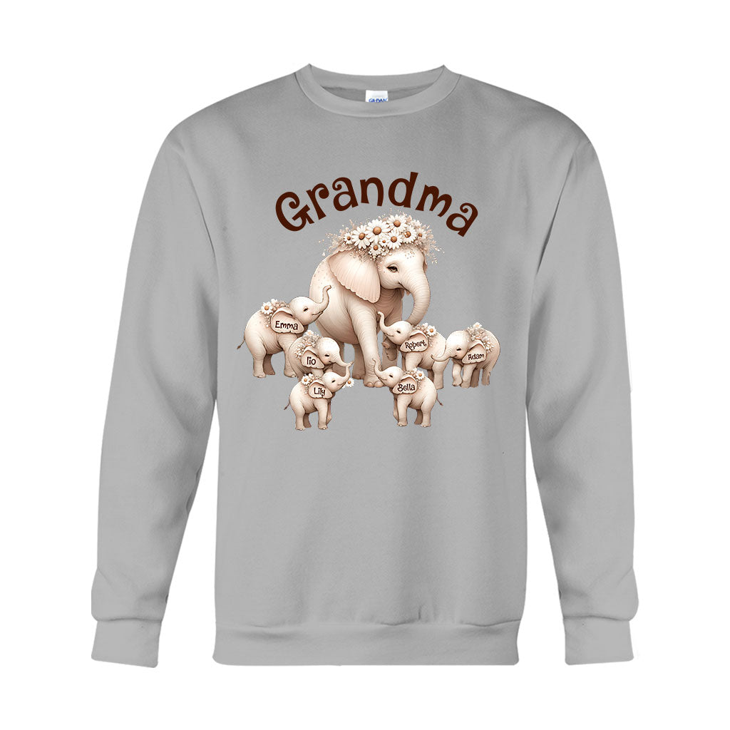 T-shirt et sweat à capuche personnalisés « Éléphant mignon » pour grand-mère