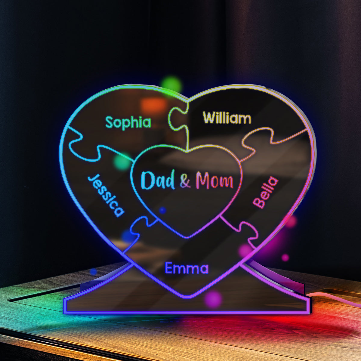 Heart Family - Personalized Family Mirror Light