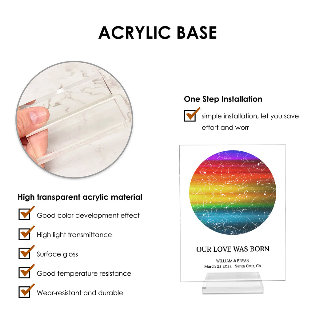 Unsere Liebe wurde geboren – Personalisierte transparente Acrylplakette zur Unterstützung der LGBT-Community