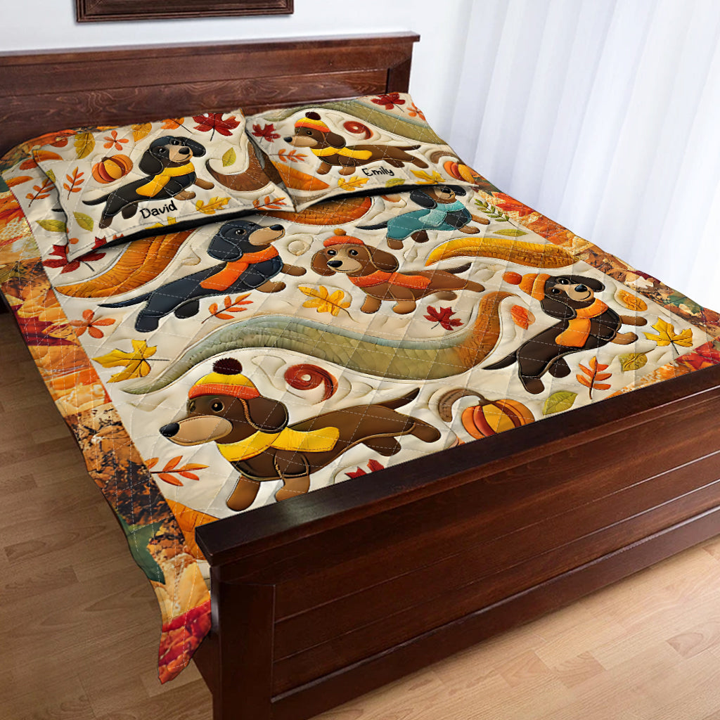 Hallo Herbst – Personalisierte Dackel-Steppdecken-Set