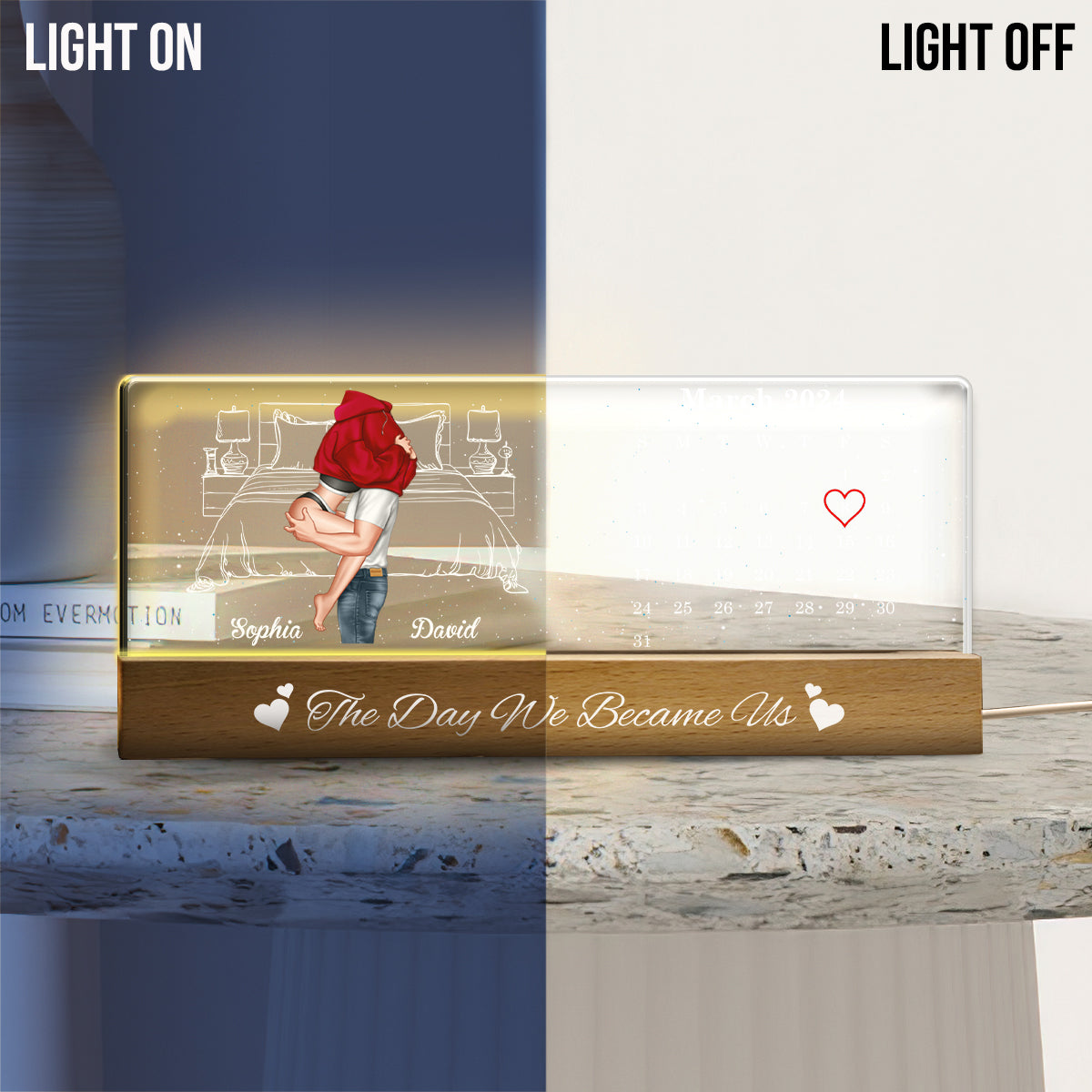 The Day We Became Us - Personalized Couple Custom LED Night Light