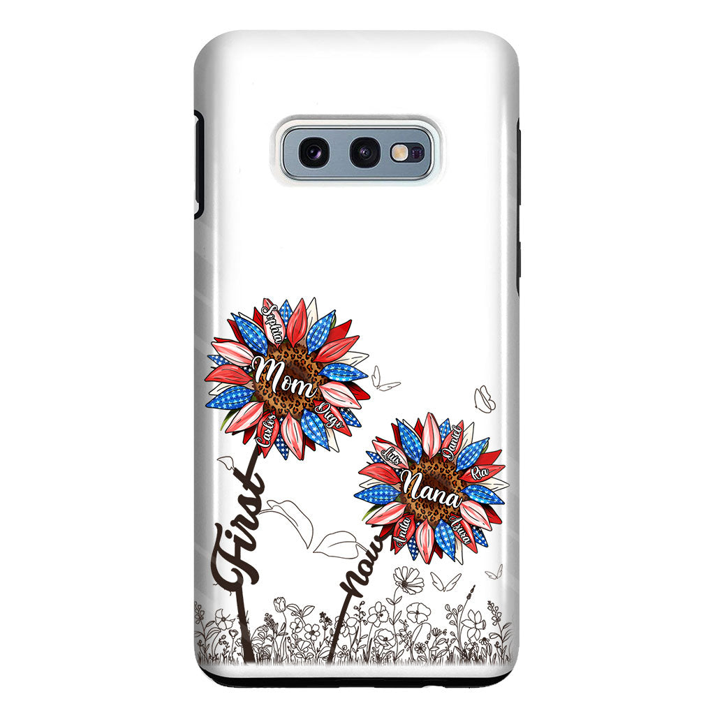First Mom Now Grandma Sunflower Version - Personalized Grandma Clear Phone Case