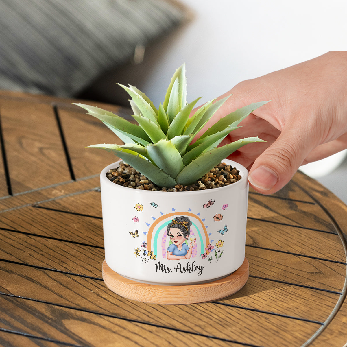 Merci de m'avoir aidé à grandir - Pot de fleurs en céramique personnalisé pour enseignant