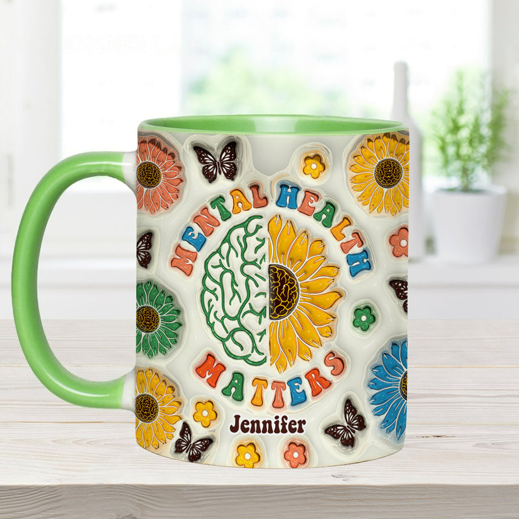 Mental Health Matters - Personalized Mental Health Awareness Accent Mug