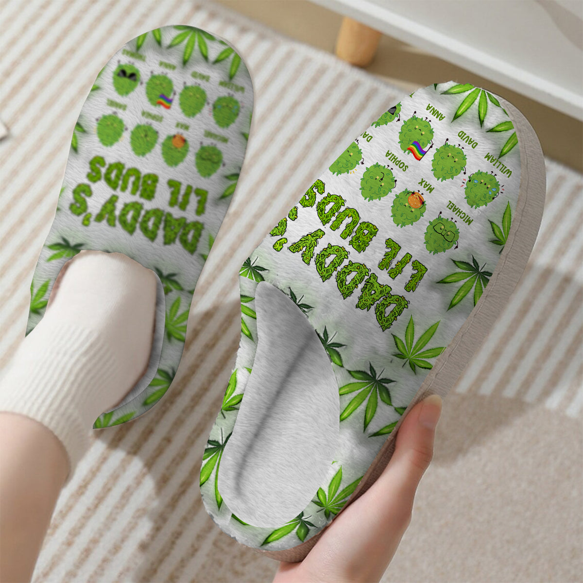 Daddy's Lil Buds Any Title - Personalized Weed Slippers