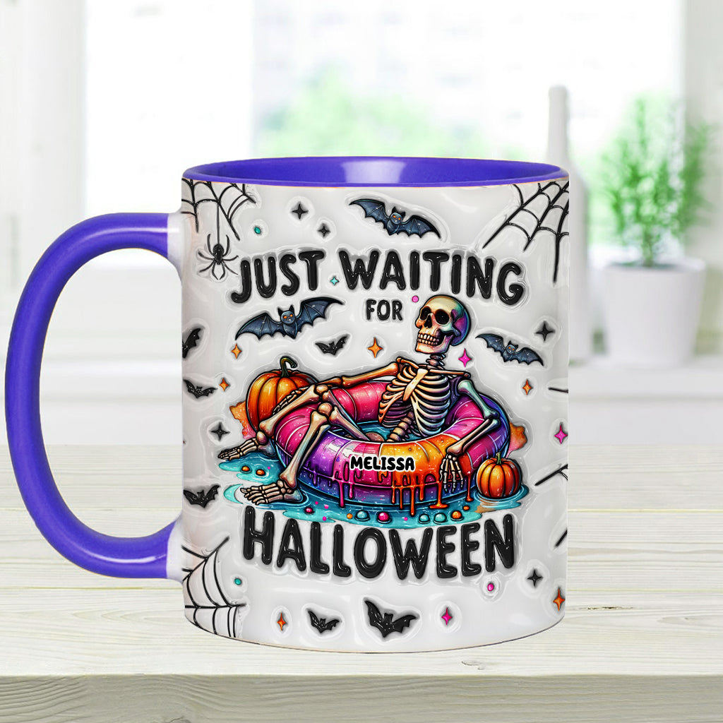 Just Waiting for Halloween - Personalized Skull Accent Mug