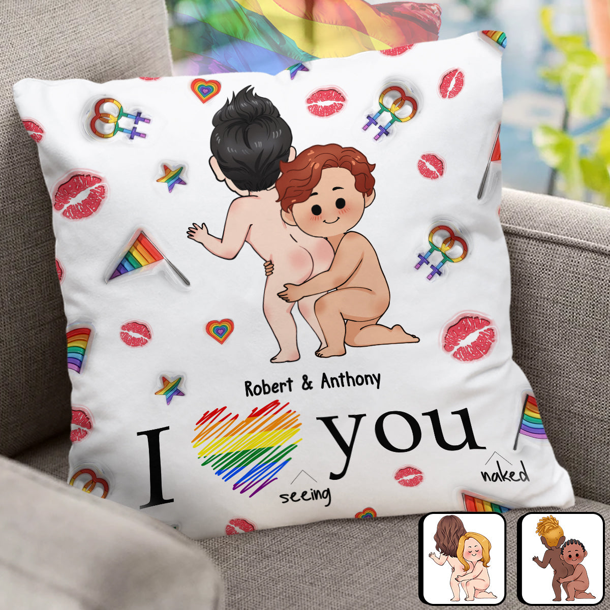 Je t'aime - Coussin décoratif personnalisé de soutien LGBT