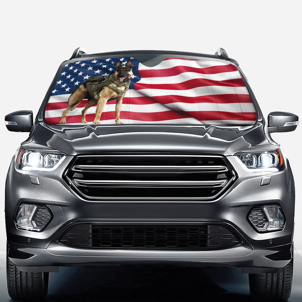 Pare-soleil personnalisé pour voiture de policier « Back The Blue K9 »