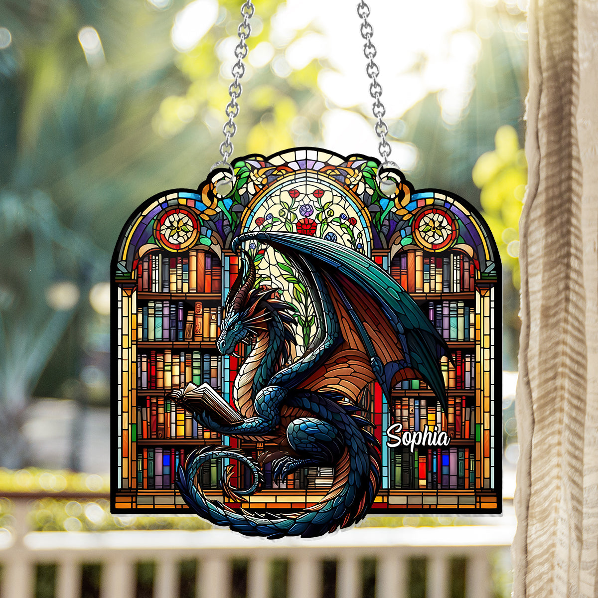 Fiction Reader - Personalized Book Window Hanging Suncatcher Ornament
