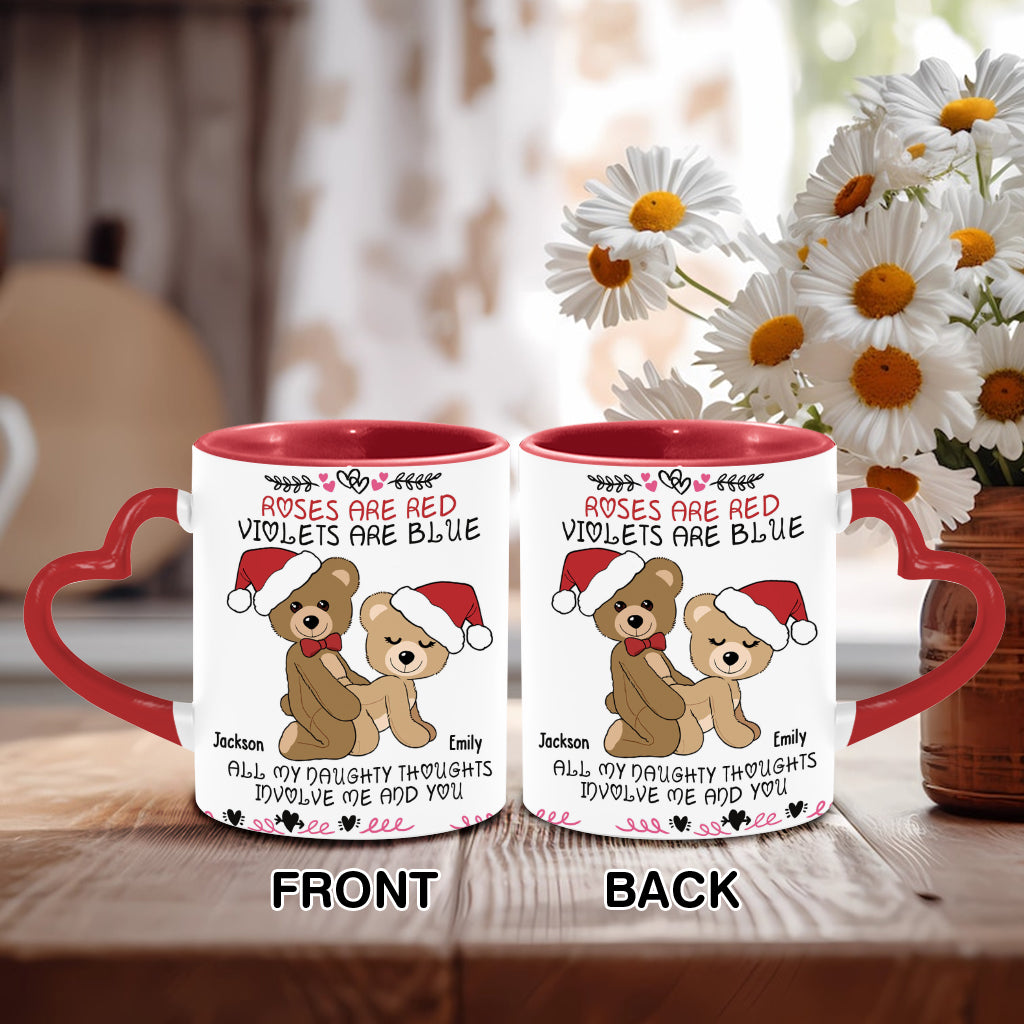 Roses Are Red - Personalized Couple Heart Handle Mug