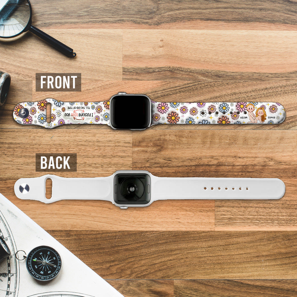 I Love You Till The End Of Time - Personalized Couple Apple Watch Band