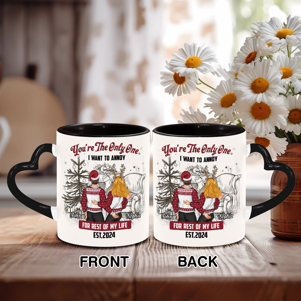You Are The Only One I Want To Annoy - Personalized Couple Heart Handle Mug